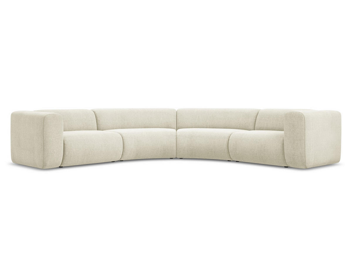 ECKSOFA Chenille Stoff Beige - Beige/Schwarz, Kunststoff/Textil (318/318cm) - Makamii
