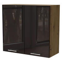 KÜCHENHÄNGESCHRANK Essen W3/80 Schwarz Hochglanz / Eiche Artisan Matt 80 / 32,5 / 72cm - Schwarz Hochglanz/Schwarz, Holz/Holzwerkstoff (80/72/32.5cm) - Feldmann-Wohnen