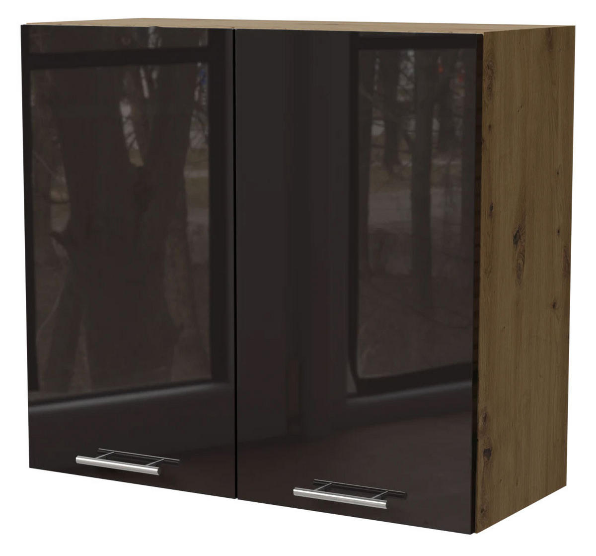 KÜCHENHÄNGESCHRANK Essen W3/80 Schwarz Hochglanz / Eiche Artisan Matt 80 / 32,5 / 72cm - Schwarz Hochglanz/Schwarz, Holz/Holzwerkstoff (80/72/32.5cm) - Feldmann-Wohnen