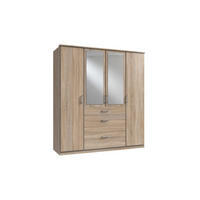 KLEIDERSCHRANK Click in Eiche Sägerau - Drehtürenschrank 179 cm Breite mit Spiegel - Braun, Holzwerkstoff (179/199/58cm)