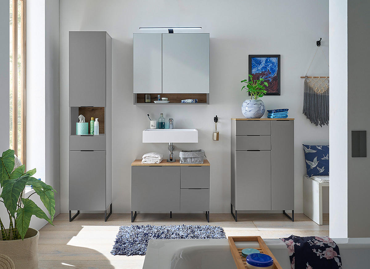 MIDISCHRANK mit 2 Schubladen - Grau, Holzwerkstoff (60/106/32cm) - home24