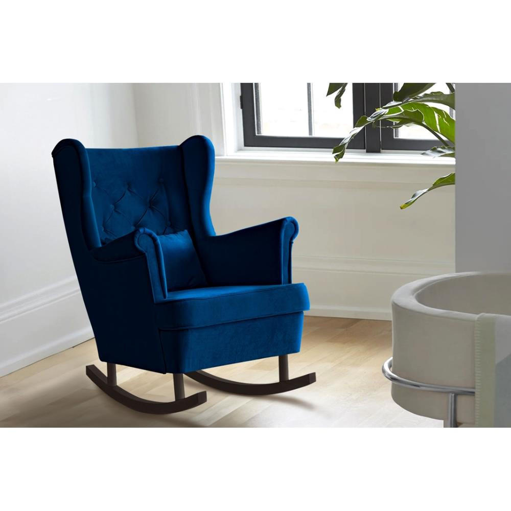 SCHAUKELSTUHL Fabio dunkelblau mit Wenge Beinen - Wengefarben/Dunkelblau, Textil (82/103/108cm) - Beautysofa