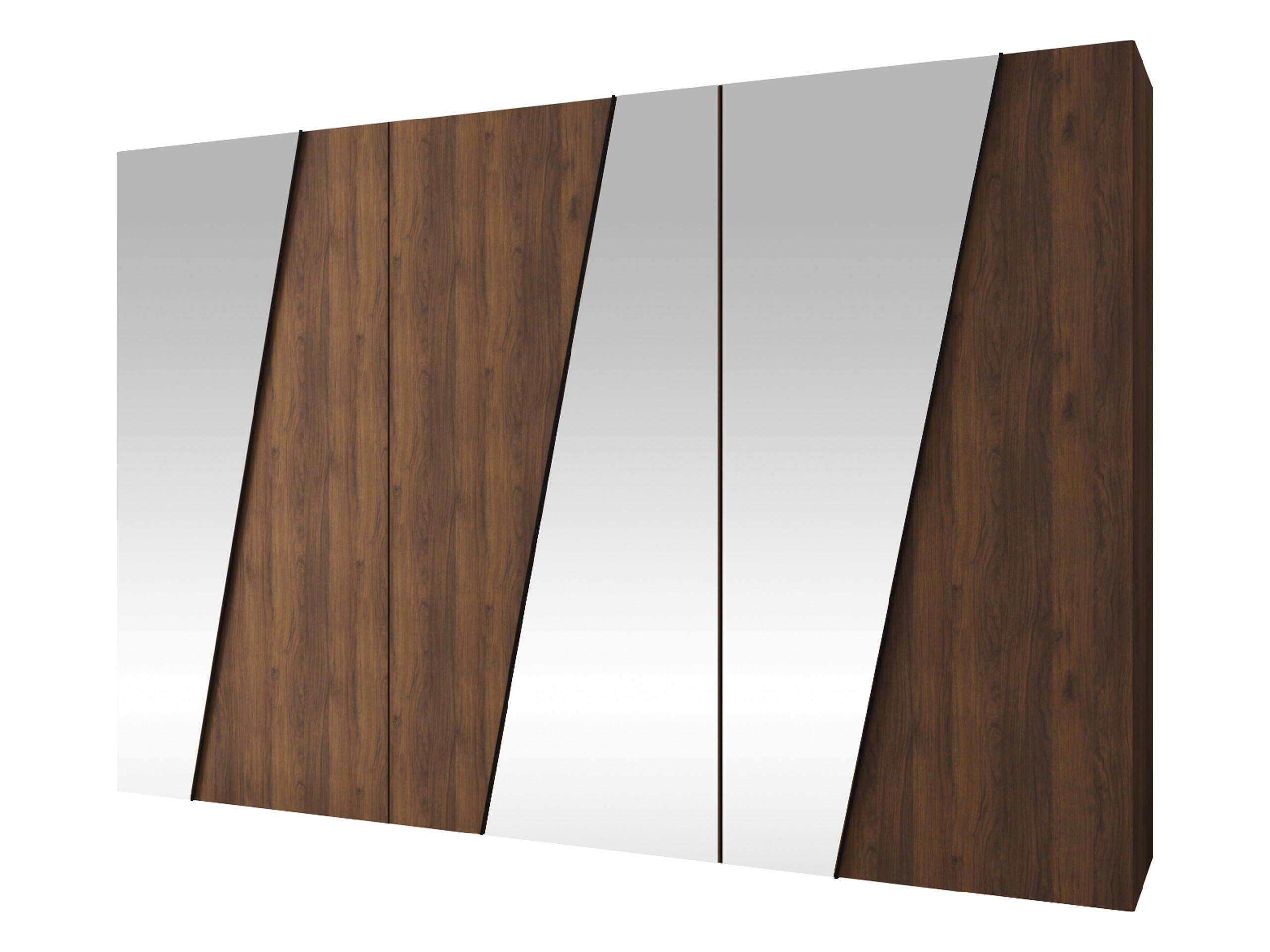 DREHTÜRENSCHRANK Zen 3L 300 cm - Nussbaumfarben/Schwarz, Holzwerkstoff/Kunststoff (300/202/50cm) - MIRJAN24