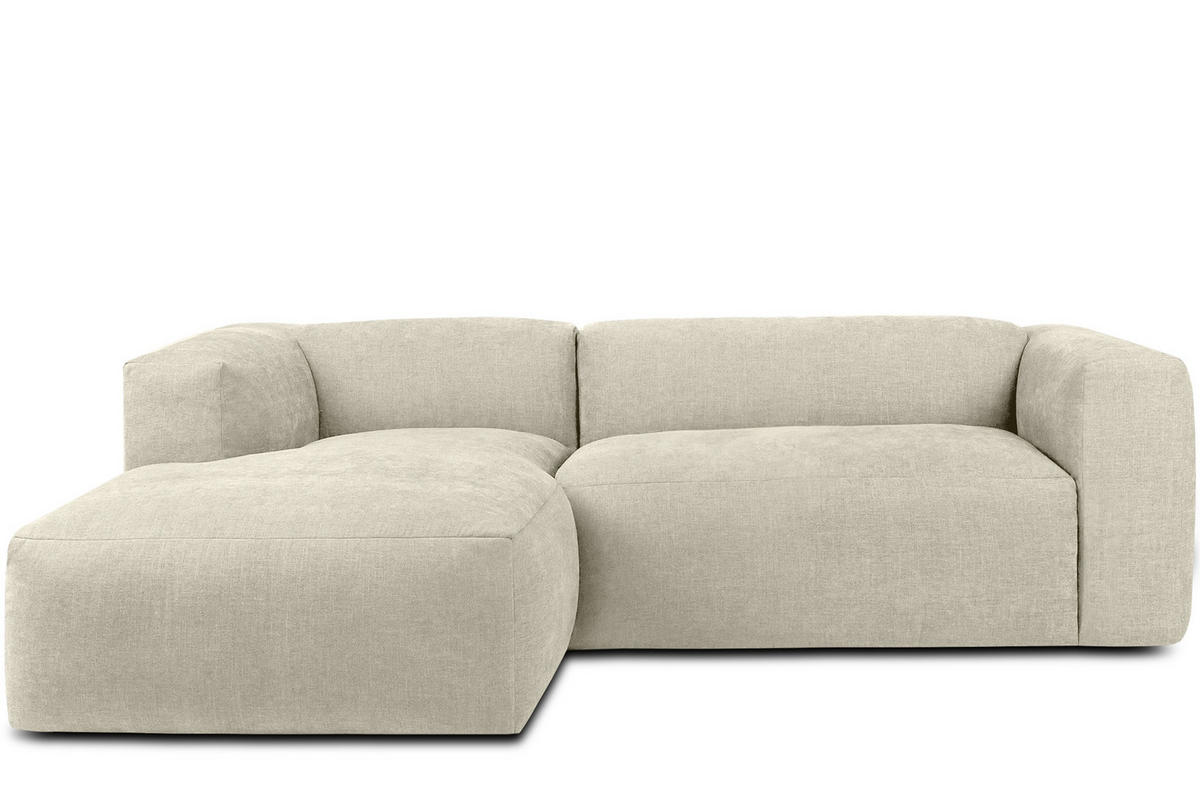 ECKMODULSOFA-LINKS BUFFO 3/4 Sitzer mit extrem weicher Sitzfläche, Gewebestoff, ecru - Ecru, Textil (237/180cm) - KONSIMO®