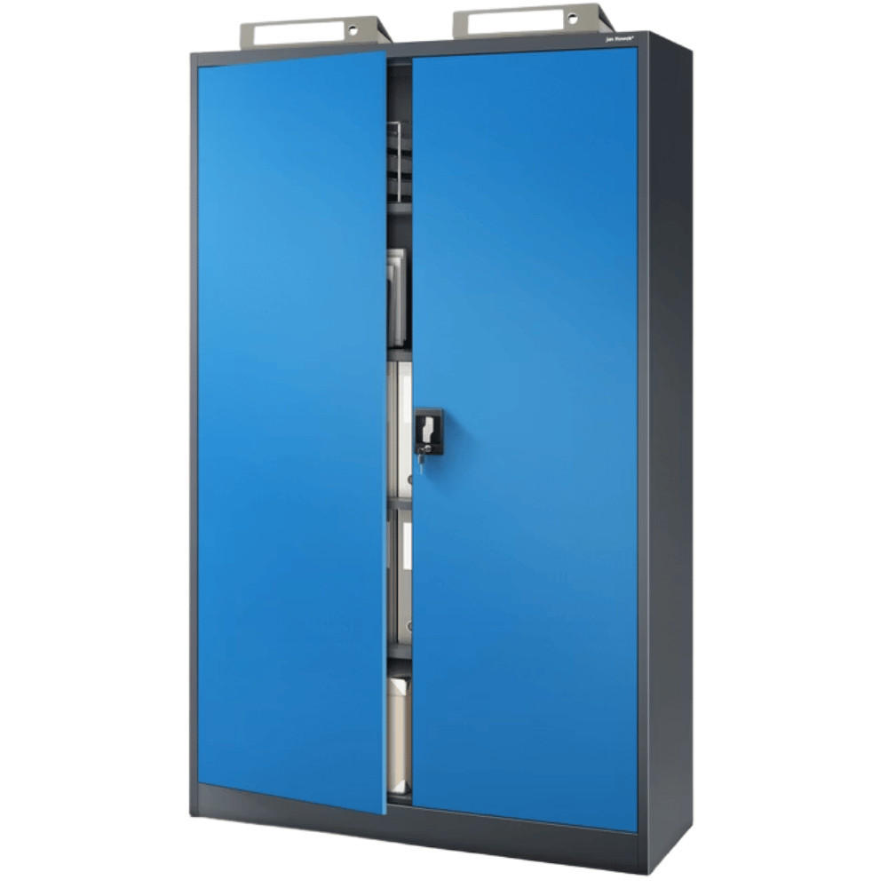 AKTENSCHRANK abschließbar KADO mit Flügeltüren 185x115x40cm Anthrazit-Blau - Anthrazit, Metall (115/185/40cm) - DELUKE