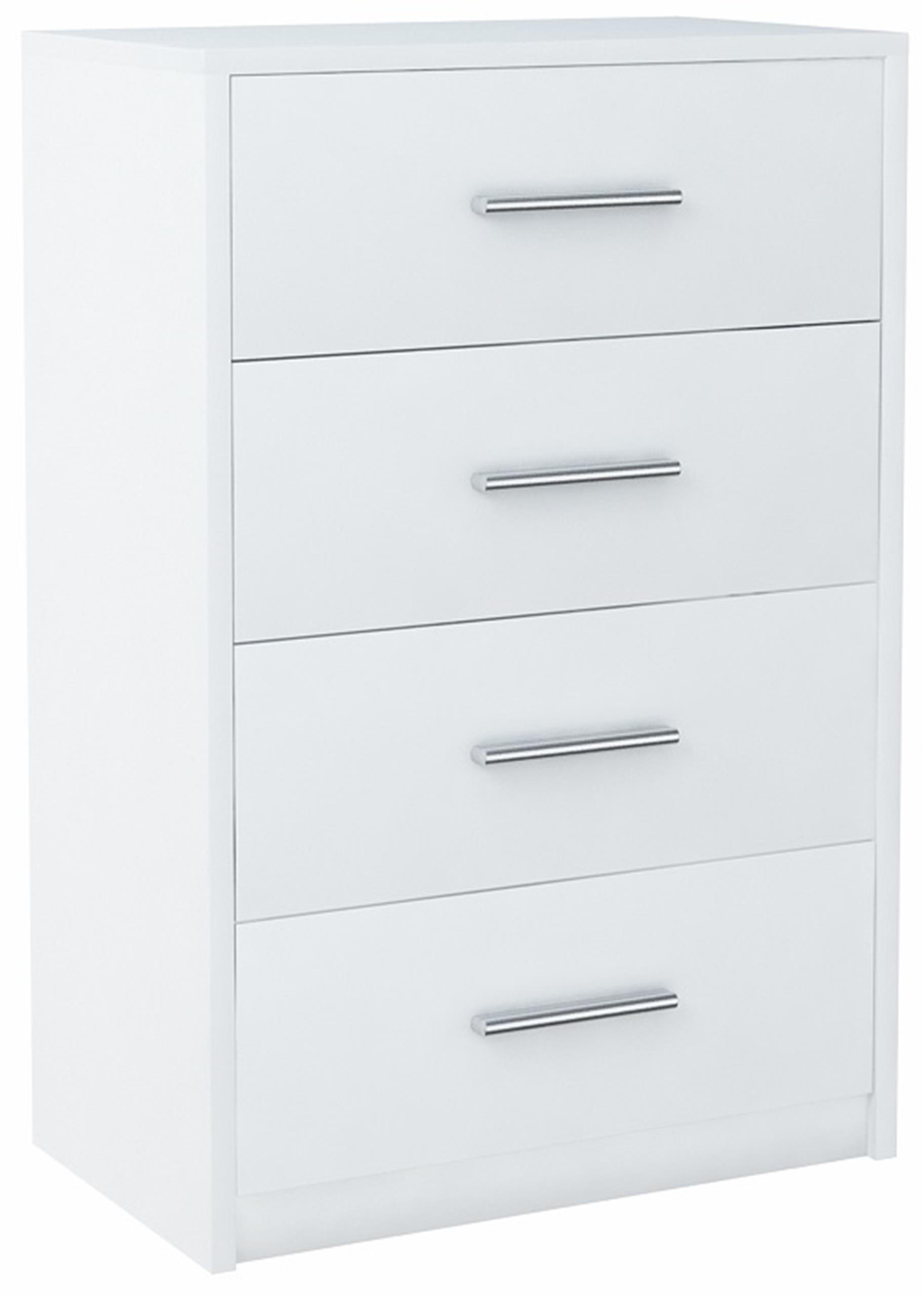 KOMMODE Bodo 4S Weiß 60/35/75 cm 4 Schubfächer - Weiß, Holzwerkstoff (60/75/35cm) - Matkam Möbel