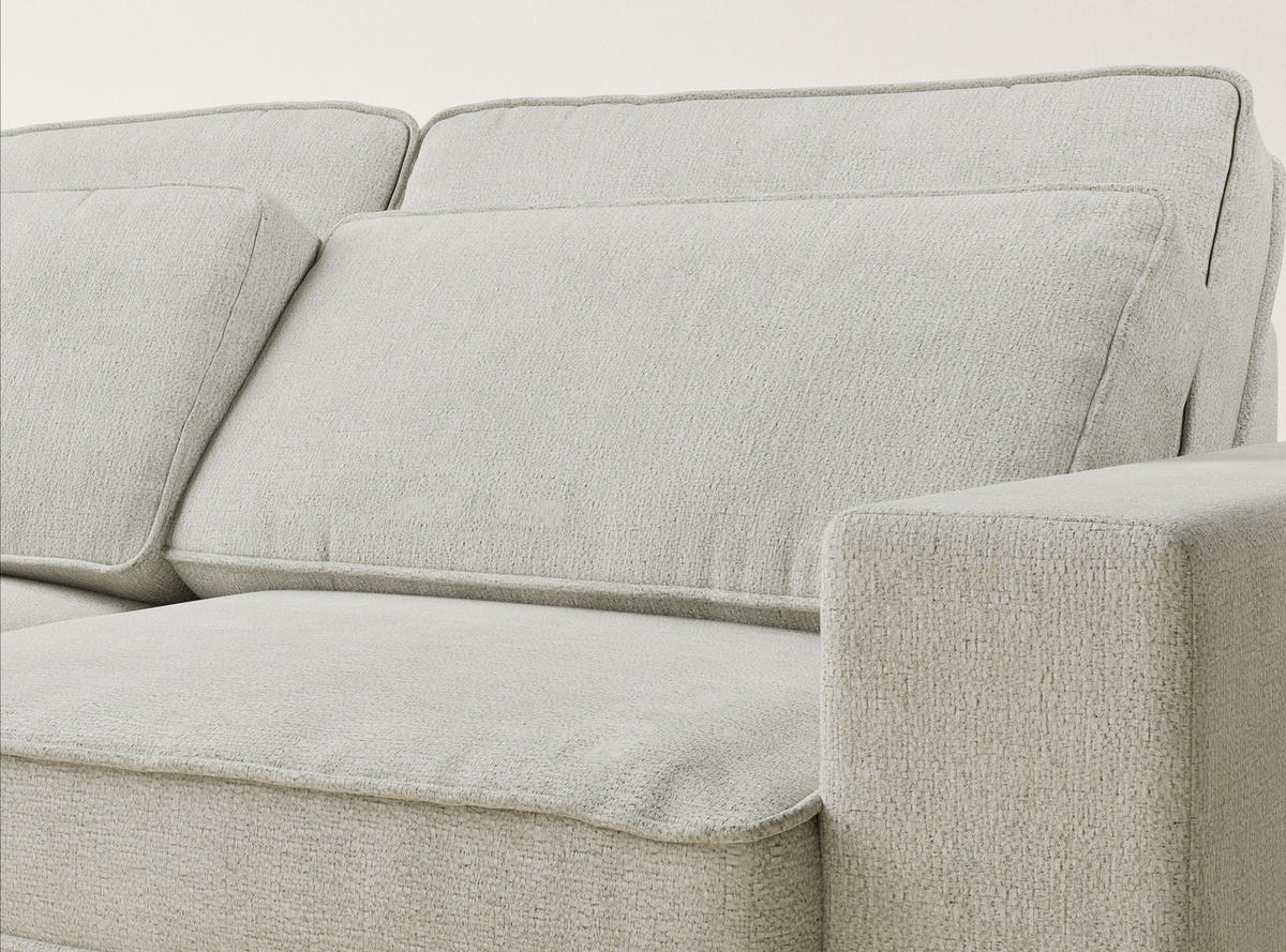 ECKSOFA Kirou Creme Chenille-Stoff - Links Seite - Creme/Schwarz, Holz/Holzwerkstoff (225/311cm) - Maison de Reve