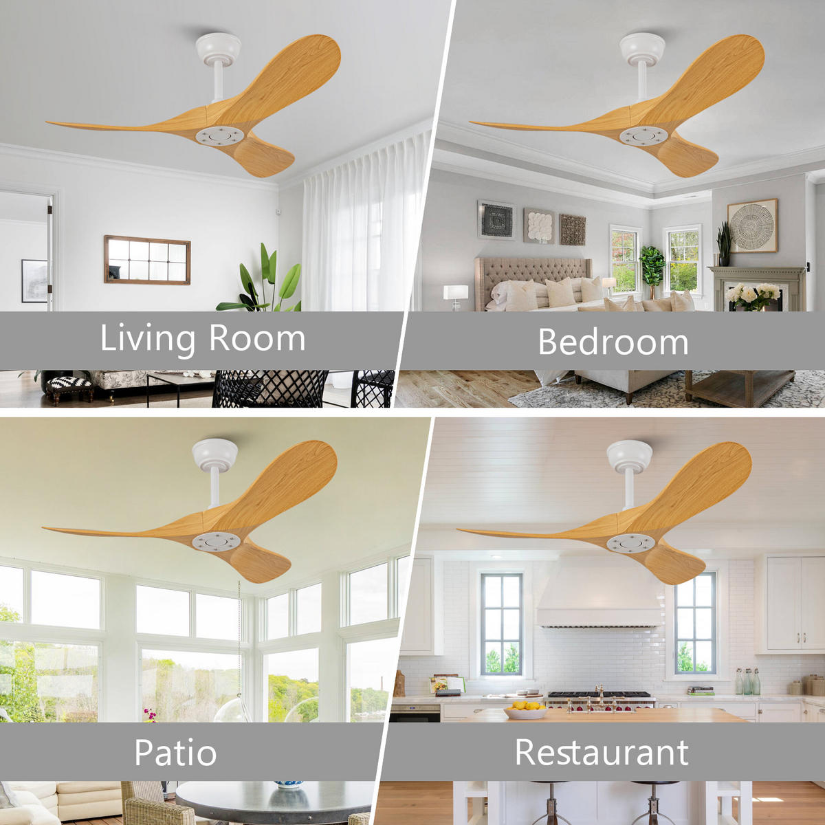 DECKENVENTILATOR DE-16227 42 Zoll mit Fernbedienung & reversibel Holzfarbe - Naturfarben, Kunststoff (107/107/38cm) - ComfortXL