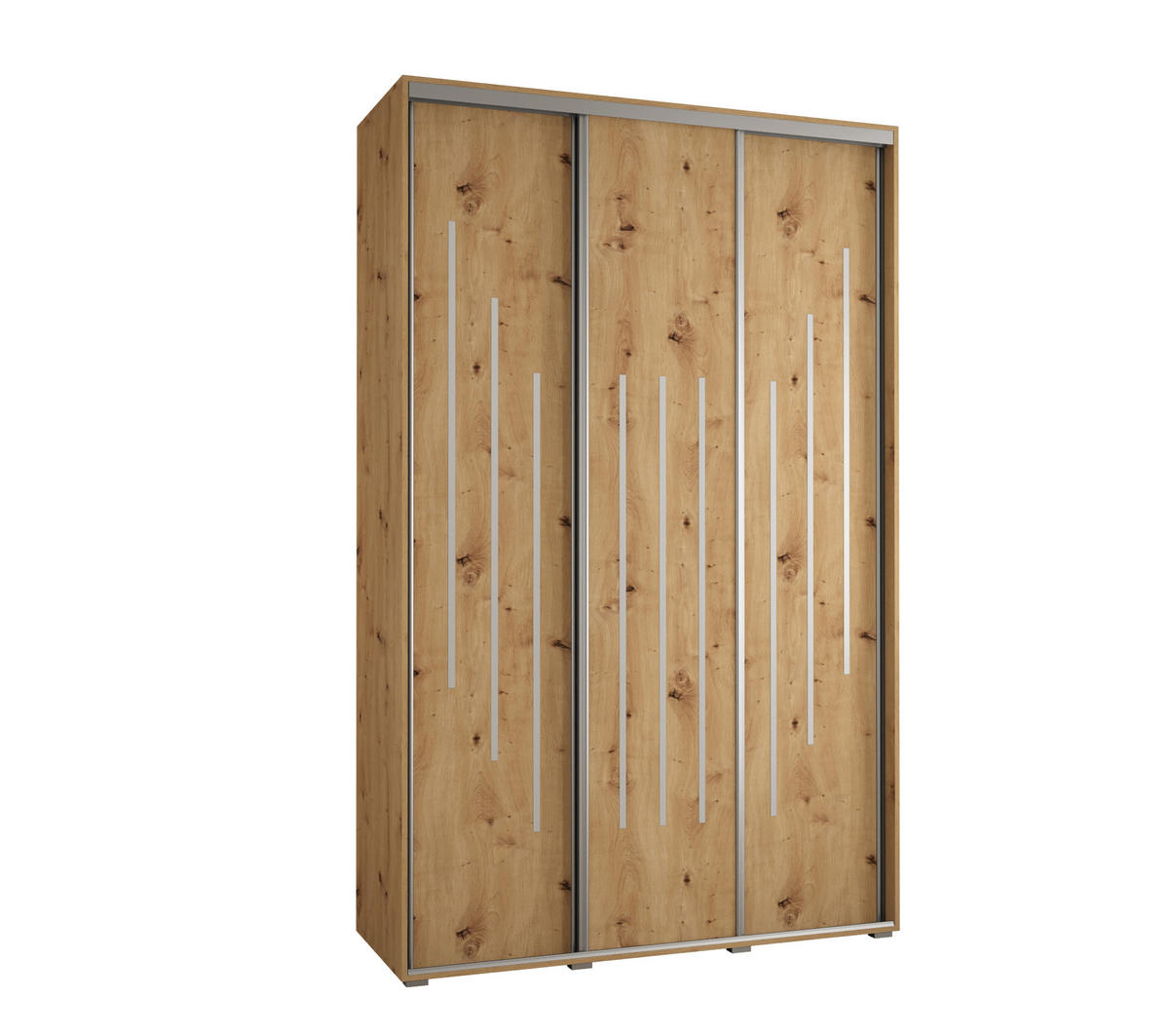 SCHWEBETÜRENSCHRANK 235,2/160/45 3-türig - Silberfarben/Eiche Artisan, Holz/Metall (160/235/45cm) - Abiks Möbel