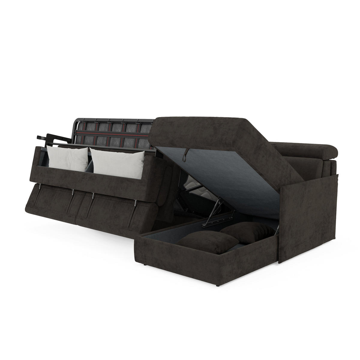 ECKSOFA Miryam - Schwarz, Metall (252/98cm) - Divani.store