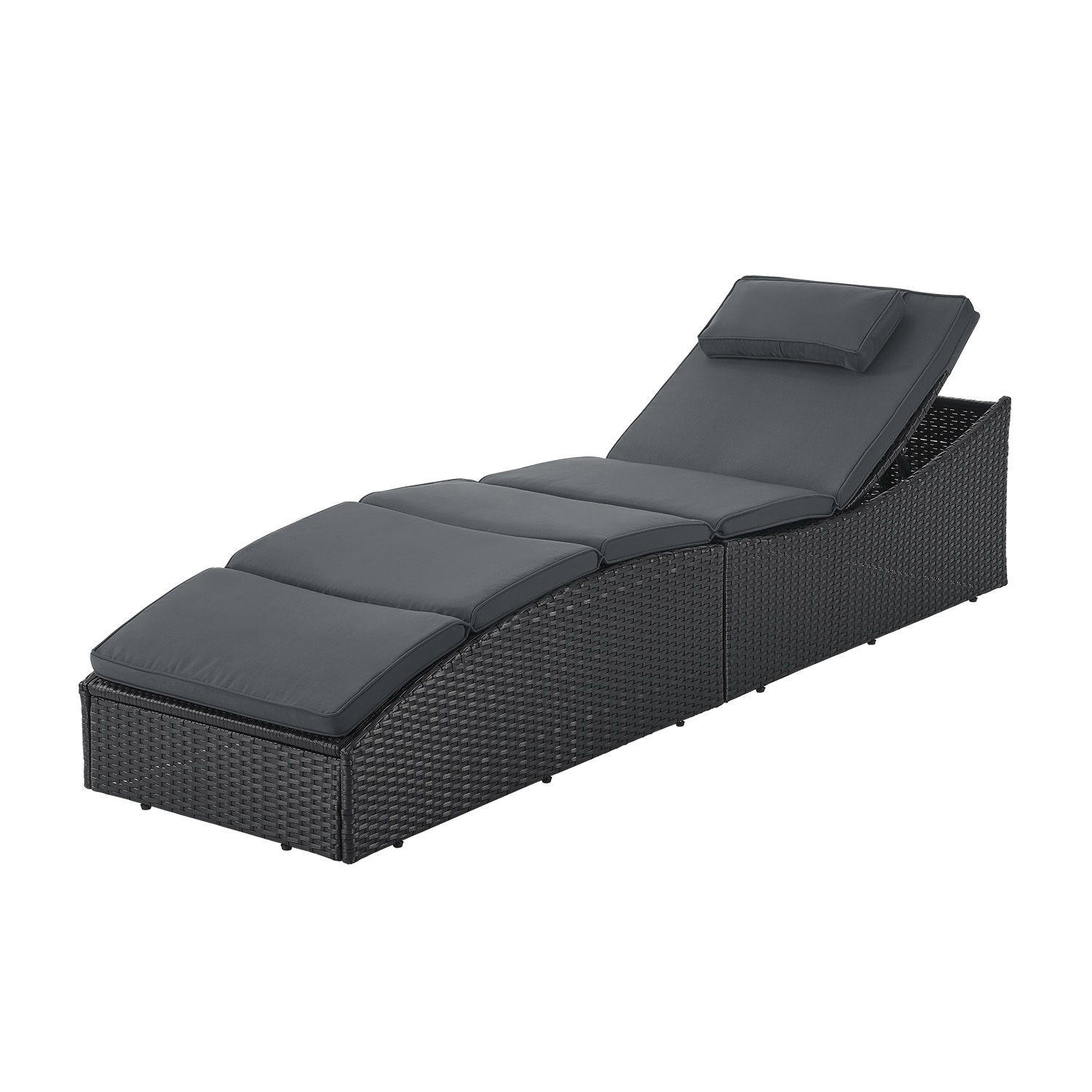 SONNENLIEGE Lamia schwarz faltbar - Schwarz, Kunststoff (60/40/200cm) - Juskys