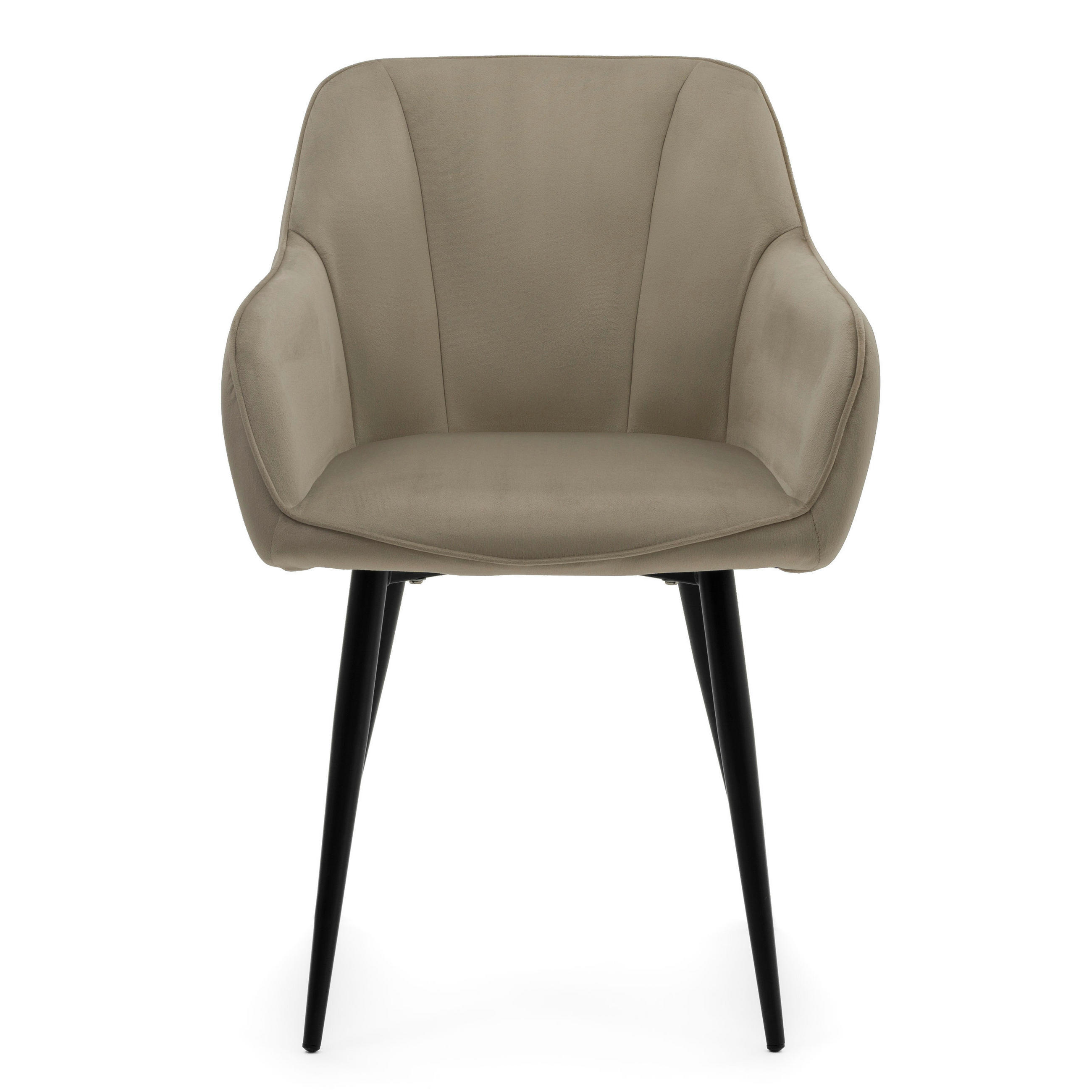 STUHL LAGO gespolsterter mit Steppung - dunkelbeige - Samt Velours - Schwarz/Braun, Textil/Metall (58/85/60cm) - NEW HOME