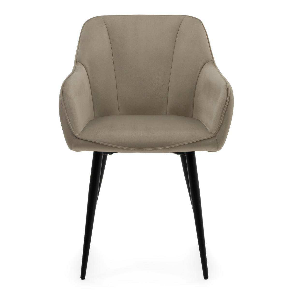 STUHL LAGO gespolsterter mit Steppung - dunkelbeige - Samt Velours - Schwarz/Braun, Textil/Metall (58/85/60cm) - NEW HOME