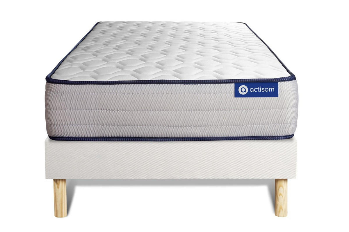 BETT Actimemo form Memory-Schaum 90 x 200 cm h3 - Kit Bettgestell Weiß - Beige/Weiß, Holz (90/200cm) - ACTISOM