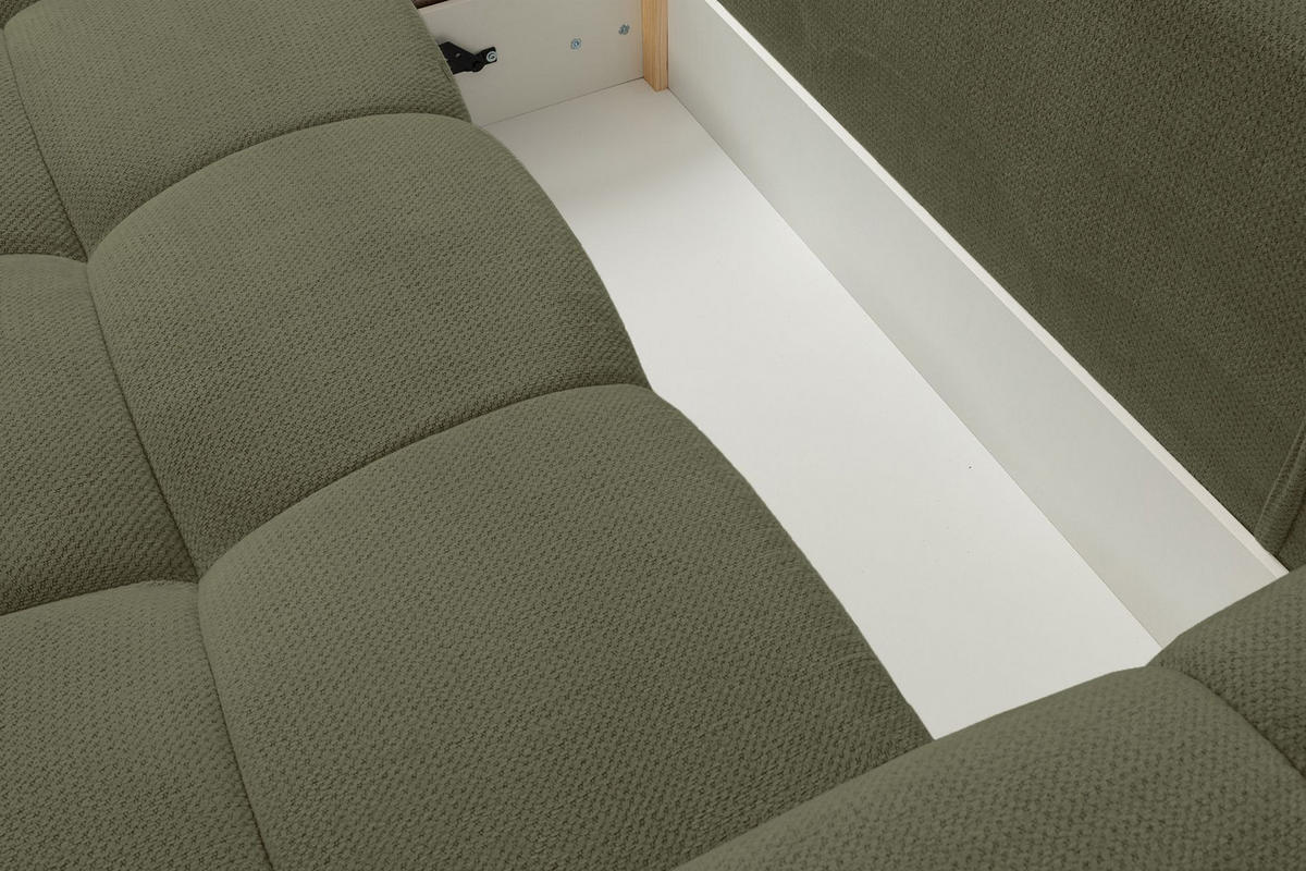 ECKSOFA Taremi mit Chenillebezug Olivgrün, beidseitig - Schwarz/Olivgrün, Textil (267/185cm) - Selsey