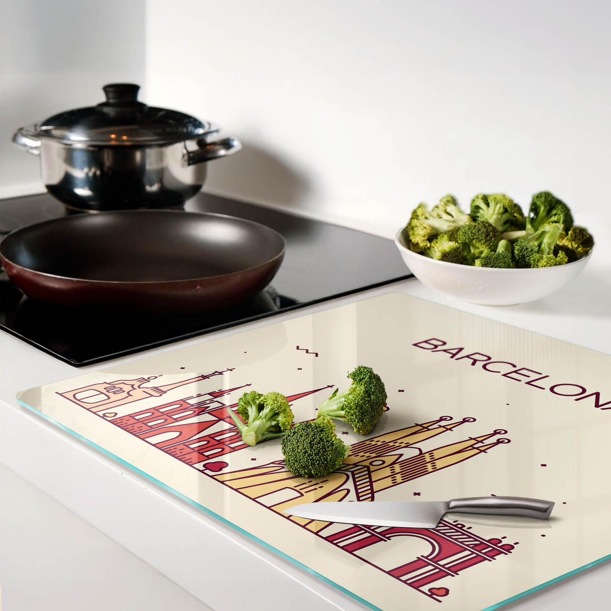 GLASPLATTE 60x52 cm Die Inschrift Barcelona - Multicolor, Glas (60/0.4/52cm) - TULUP