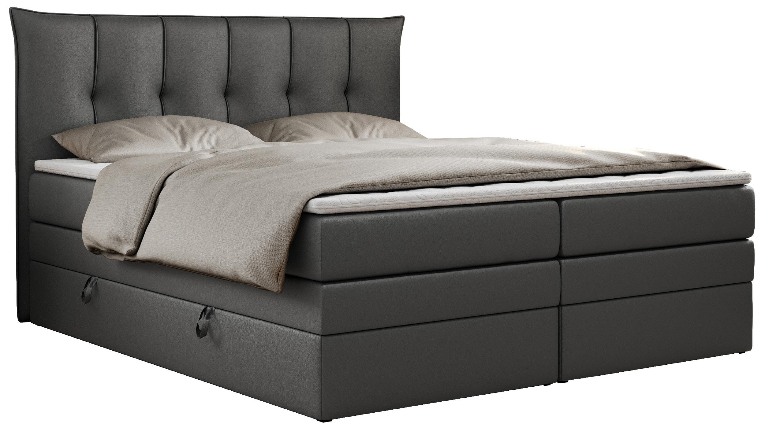 BOXSPRINGBETT PREMIUM 10 KING 140/200 Dunkelgrau Kunstleder - H4 - Dunkelgrau, Holz/Textil (140/200cm) - MKS