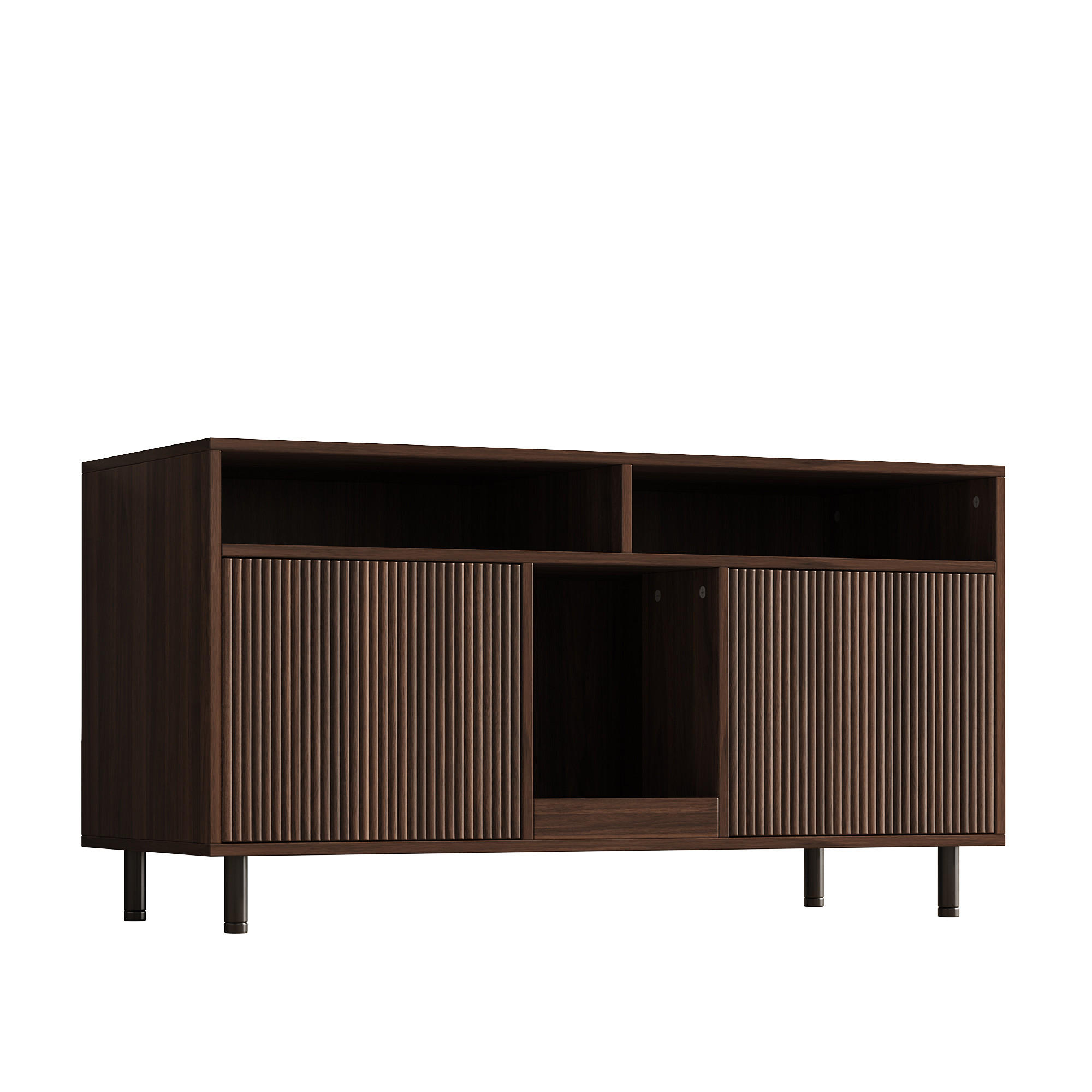 SIDEBOARD Nussbaumfarben aus MDF 120×50×66cm als Katzentoiletten-Schrank mit Sandauffangmatte und Ablagefächern - Nussbaumfarben, Holzwerkstoff (50/66/120cm) - Luhomfu