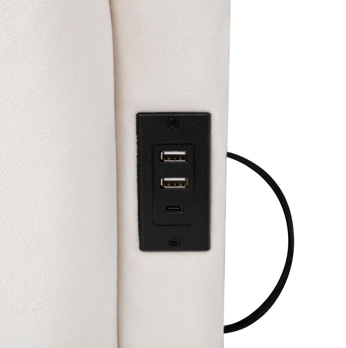 POLSTERBETT 90/200 cm aus Samt mit hydraulischem Stauraum und USB-Anschluss Beige - Beige, Textil (90/200cm) - Modenvie