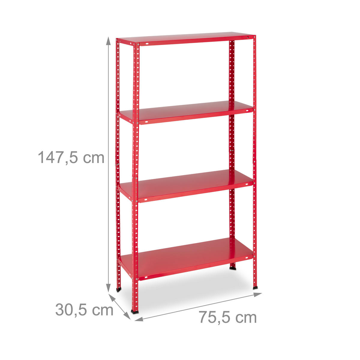 SCHWERLASTREGAL - Rot, Kunststoff/Metall (75.5/147.5/30.5cm) - Relaxdays