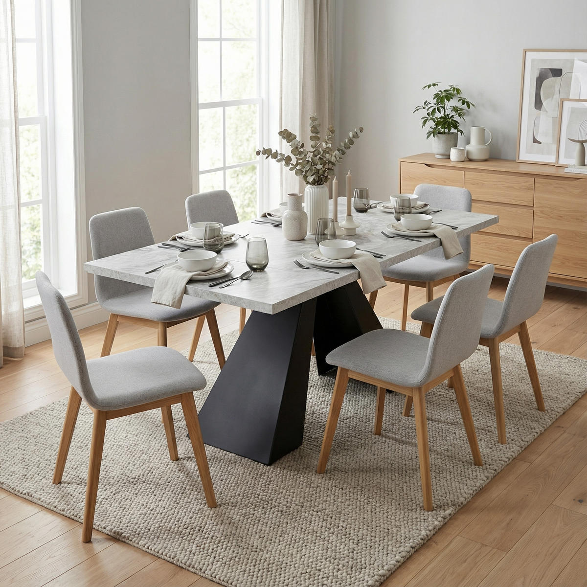 ESSTISCH ausziehbar 99–159 cm in Grau Marmor-Optik - Grau, Holzwerkstoff (74/99/77cm) - Urban Meuble