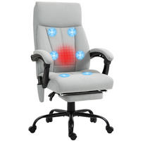 BÜROSTUHL DE-05010 Massage, Heizung & Fußstütze Grau - Hellgrau, Metall (74/119/65cm) - ComfortXL