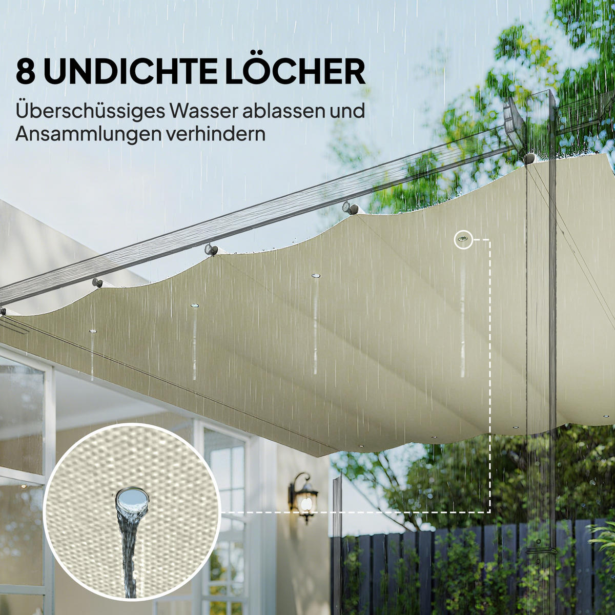 ERSATZDACH Polyester Cremeweiß - Creme, Kunststoff (245/23/286cm) - Outsunny