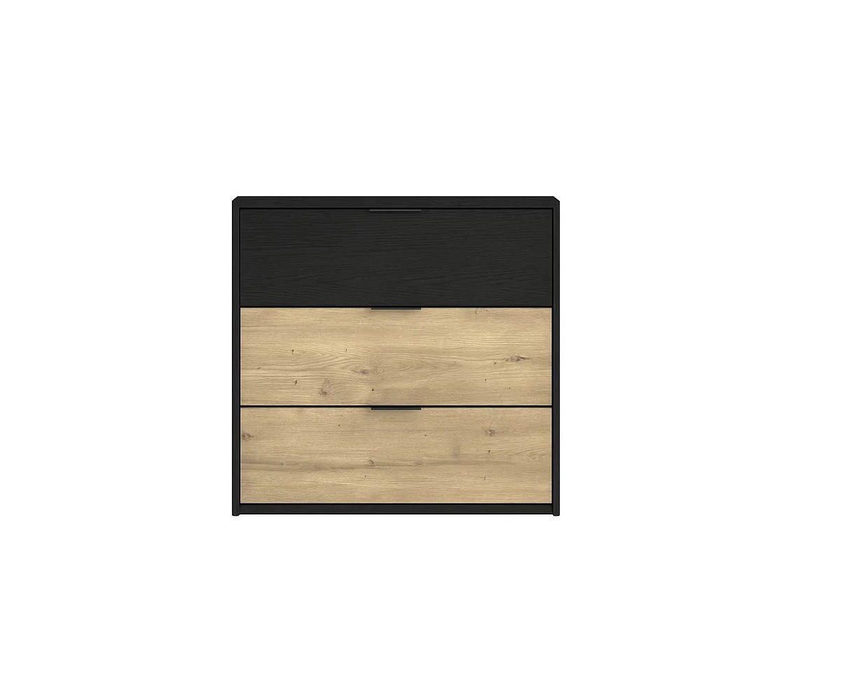 KOMMODE LAMON 80/80/40cm mit 3 Schubladen Türen Graphitfarben - Graphitfarben/Eiche Artisan, Holzwerkstoff (80/80/40cm) - MASSENO