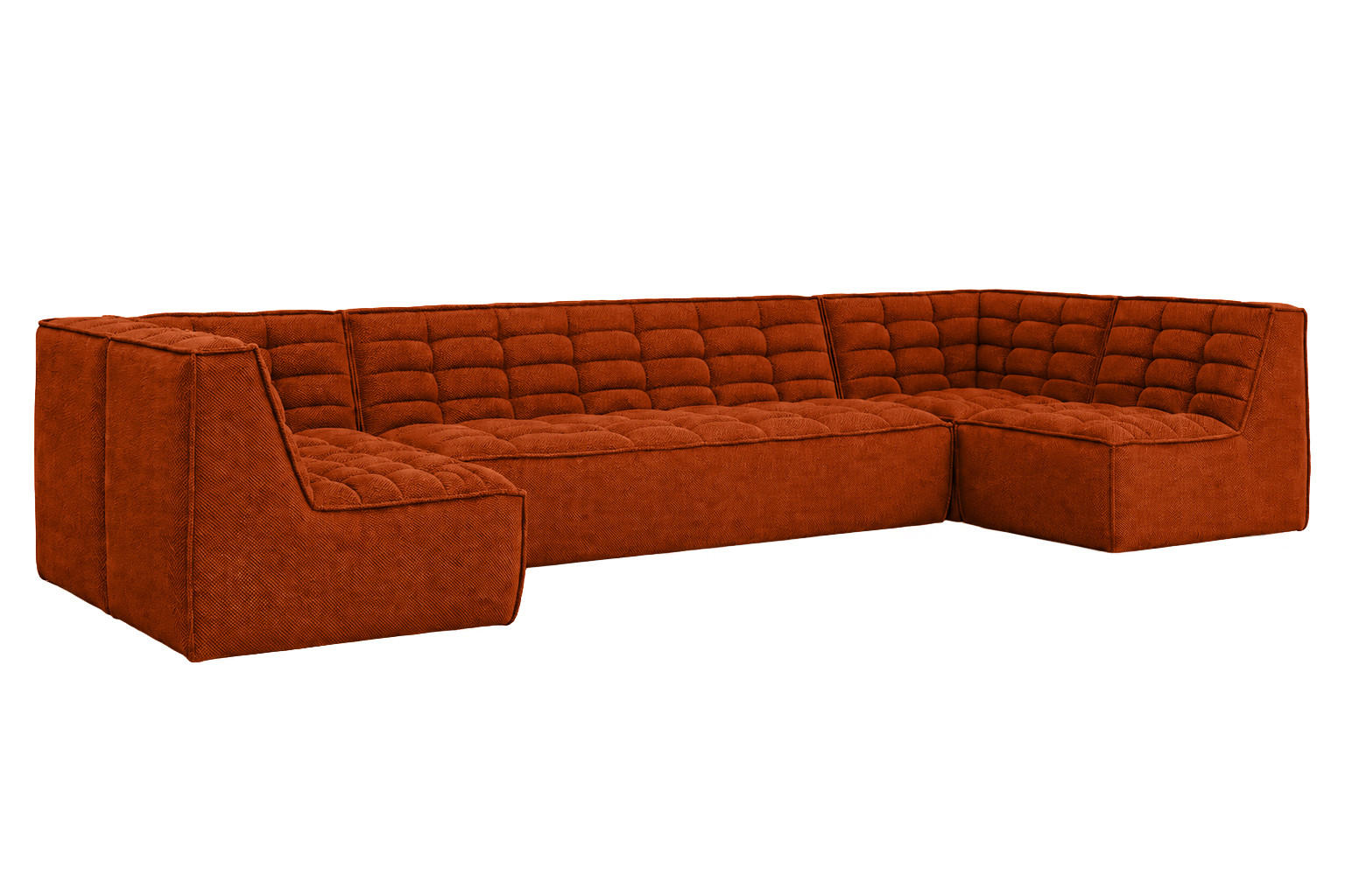 ECKSOFA Modulares U-Form, Plüschstoff Pop, Kupfer, LAZY U Medium - Kupferfarben, Holz (386/76/173cm) - Kaiser Möbel