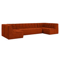 ECKSOFA Modulares U-Form, Plüschstoff Pop, Kupfer, LAZY U Medium - Kupferfarben, Holz (386/76/173cm) - Kaiser Möbel