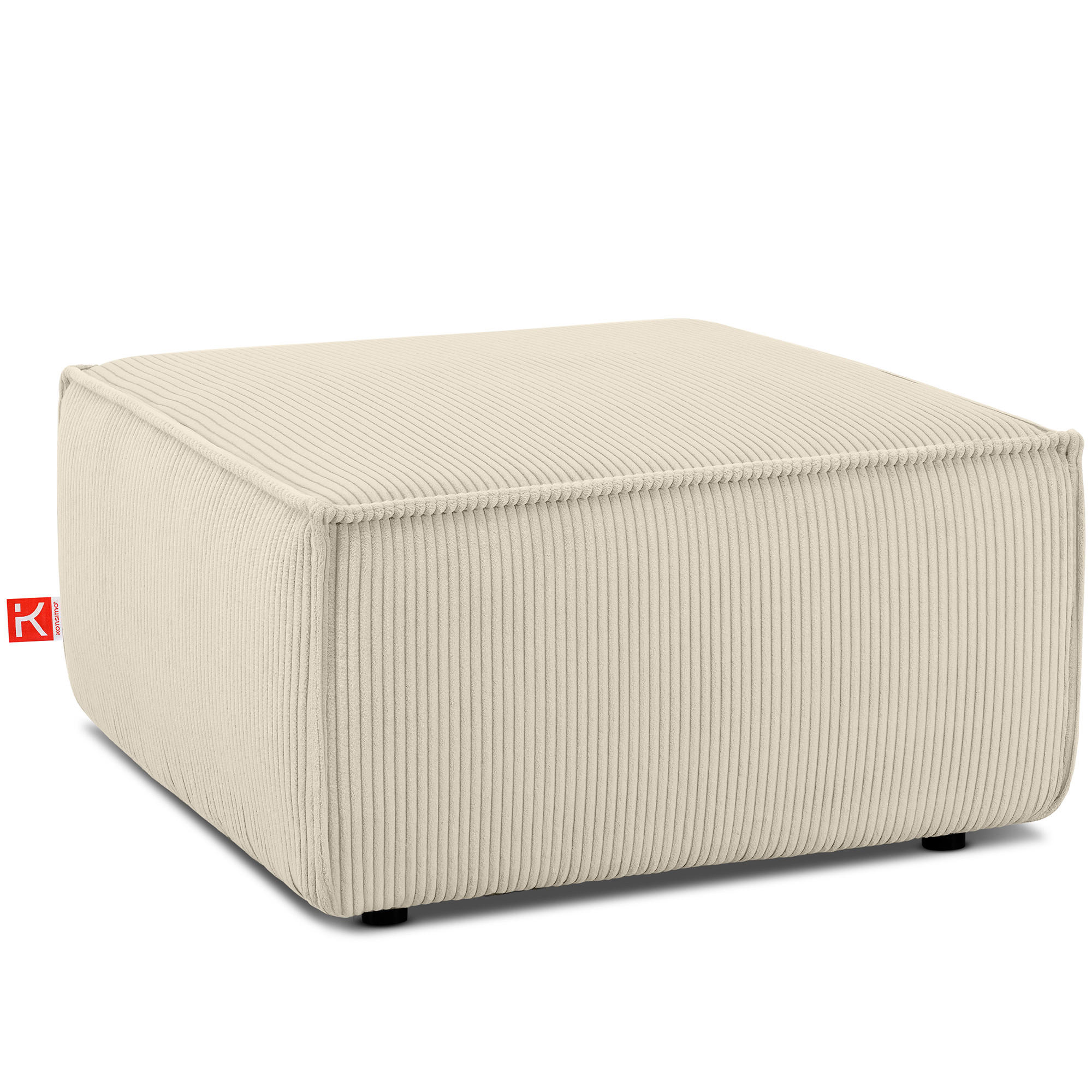 SITZPOUF NAPI gefederte Sitzfläche, creme - Creme/Schwarz, Textil (83/45/83cm) - KONSIMO®