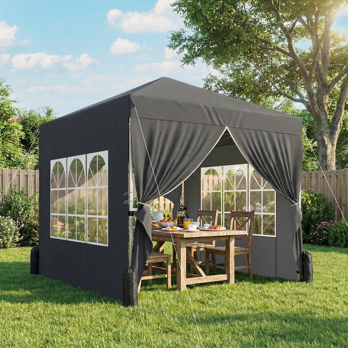 PAVILLON DE-14056 Pop-up 2,5/2,5 m, höhenverstellbar, UV50+ Dunkelgrau - Dunkelgrau, Metall (250/270/250cm) - ComfortXL