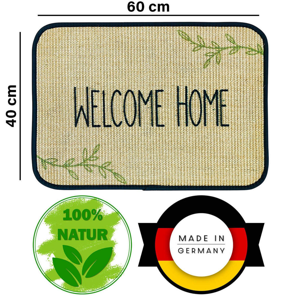 FUSSMATTE ECO-SISAL - Salbeigrün, Textil (40/60cm) - WohnDirect