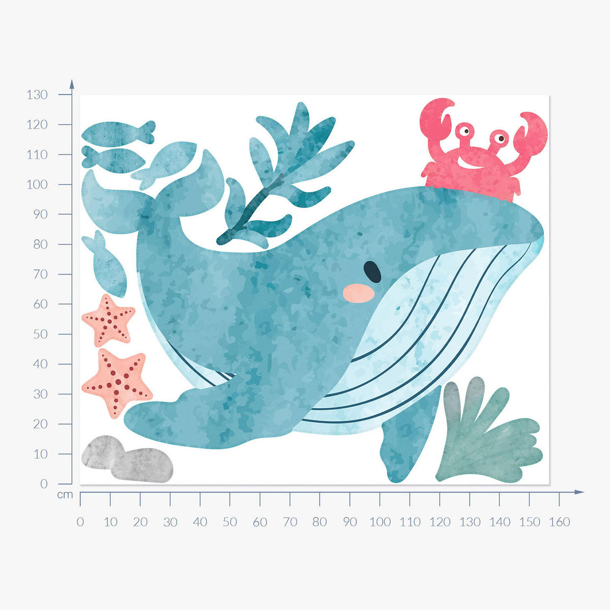 WANDAUFKLEBER 130x157cm - Unterwasserwelt - Multicolor, Kunststoff (130/157/0.1cm) - Wallfluent