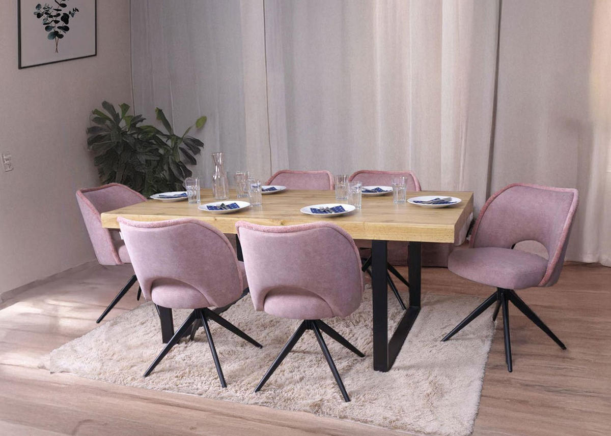 ESSZIMMERSTUHL Altrosa 2er-Set - Altrosa/Rosa, Textil (54/84/60cm) - MCW