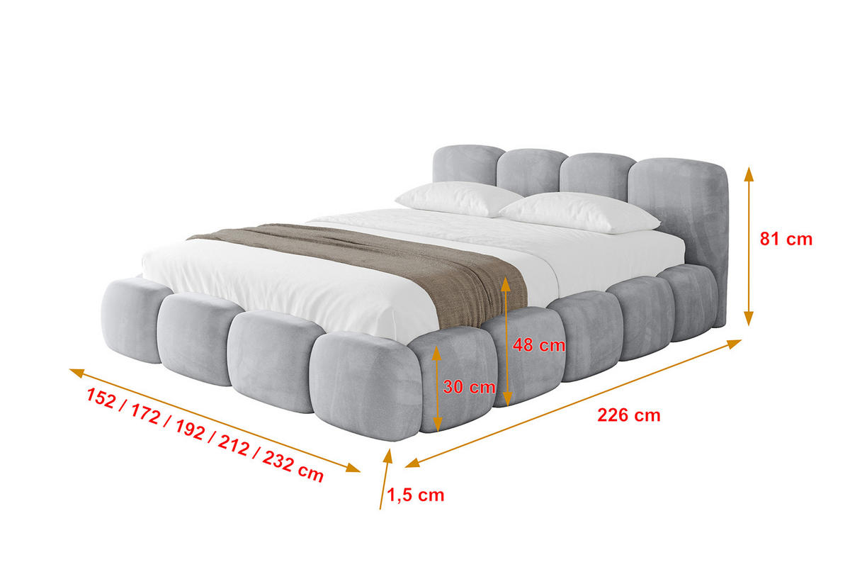 POLSTERBETT mit Bettkasten und Lattenrost, Bett mit Matratze H3/H4 - KALA-v1 120x200 Hellgrau - Hellgrau, Holzwerkstoff/Textil (120/200cm) - ALTDECOR