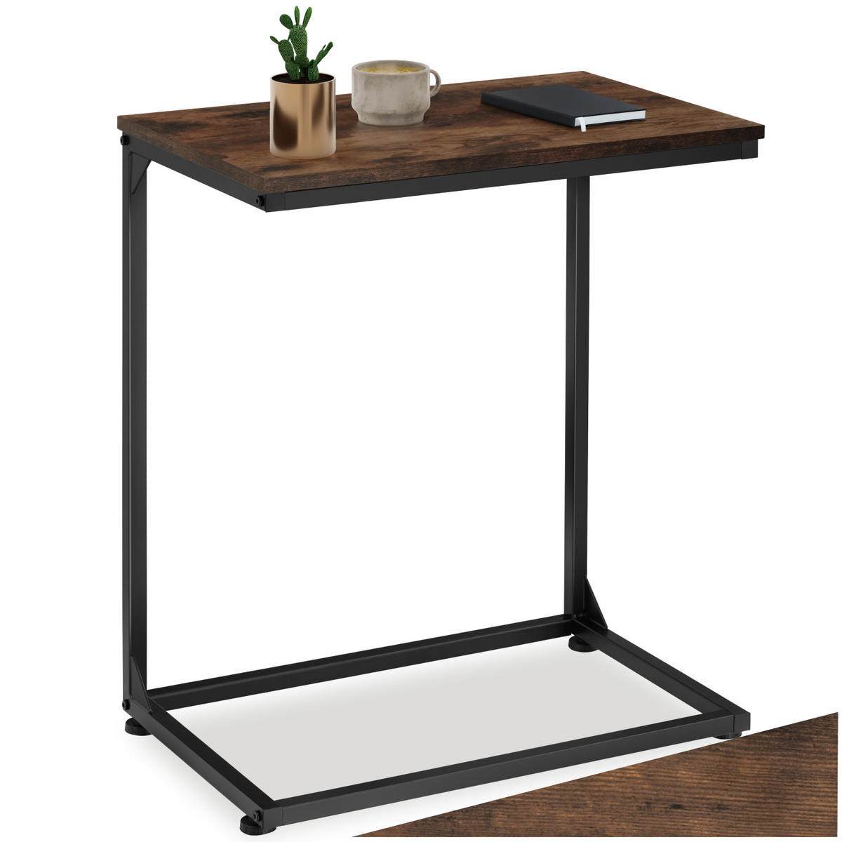 BEISTELLTISCH Cardiff,55,5 x 35 x 67 cm,Industrial Holz dunkel, rustikal - Rostfarben, Holz (35/55.5/67cm) - tectake