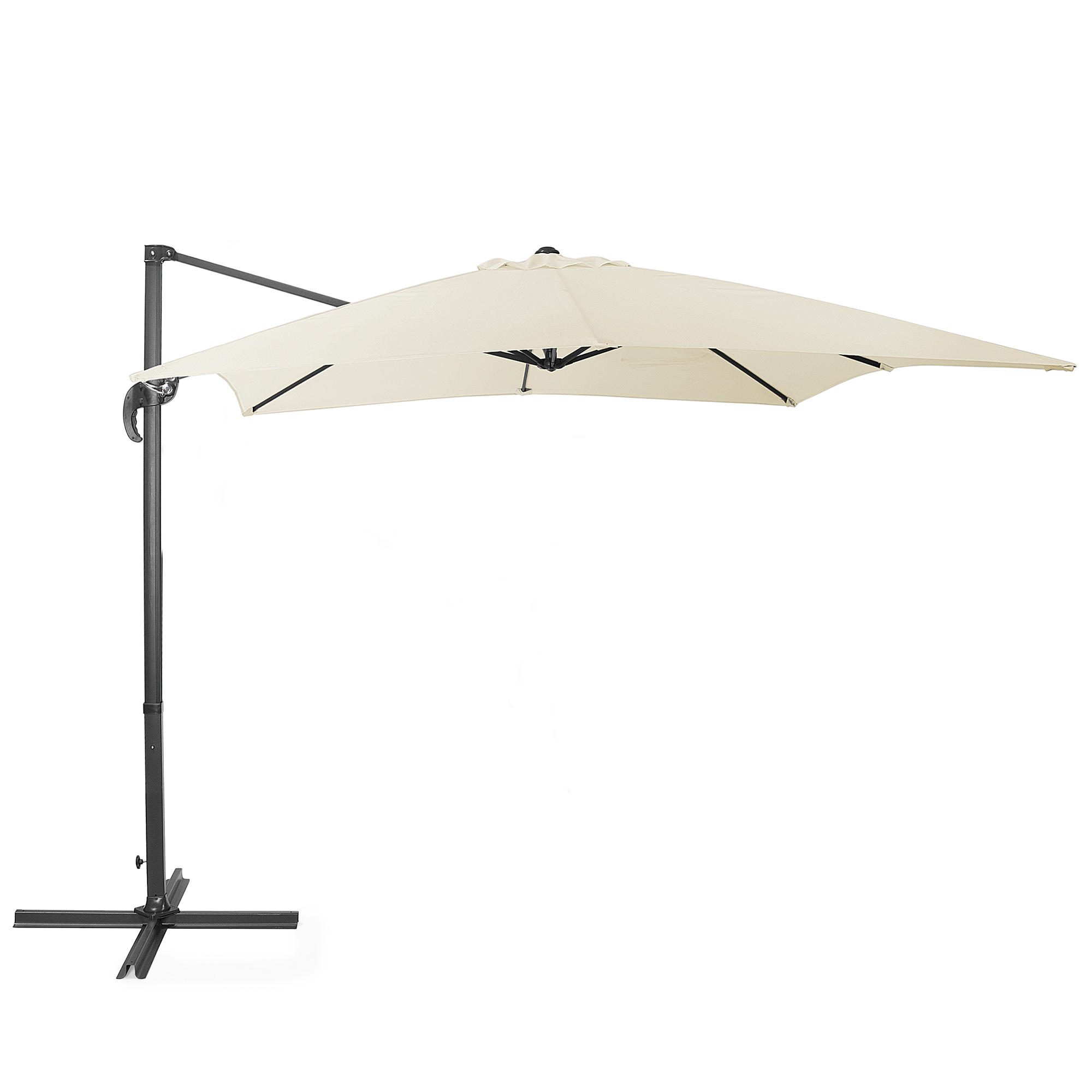 AMPELSCHIRM helles beige/dunkelgrau 250/250/235 cm Monza - Beige/Schwarz, Textil (250/250cm) - Beliani