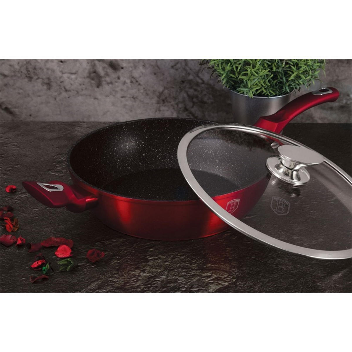 PFANNE Rot 28/28/7.5 cm BH1260 - Rot, Metall (28cm) - Berlinger Haus