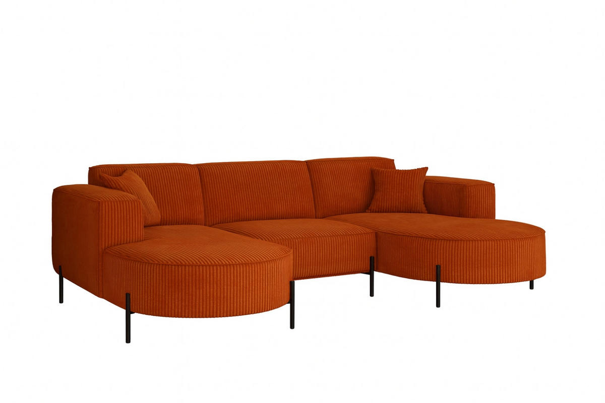 ECKSOFA Designer Modena U Rein Stoff Poso Kupfer - Rostfarben, Holz (299/165cm) - Kaiser Möbel