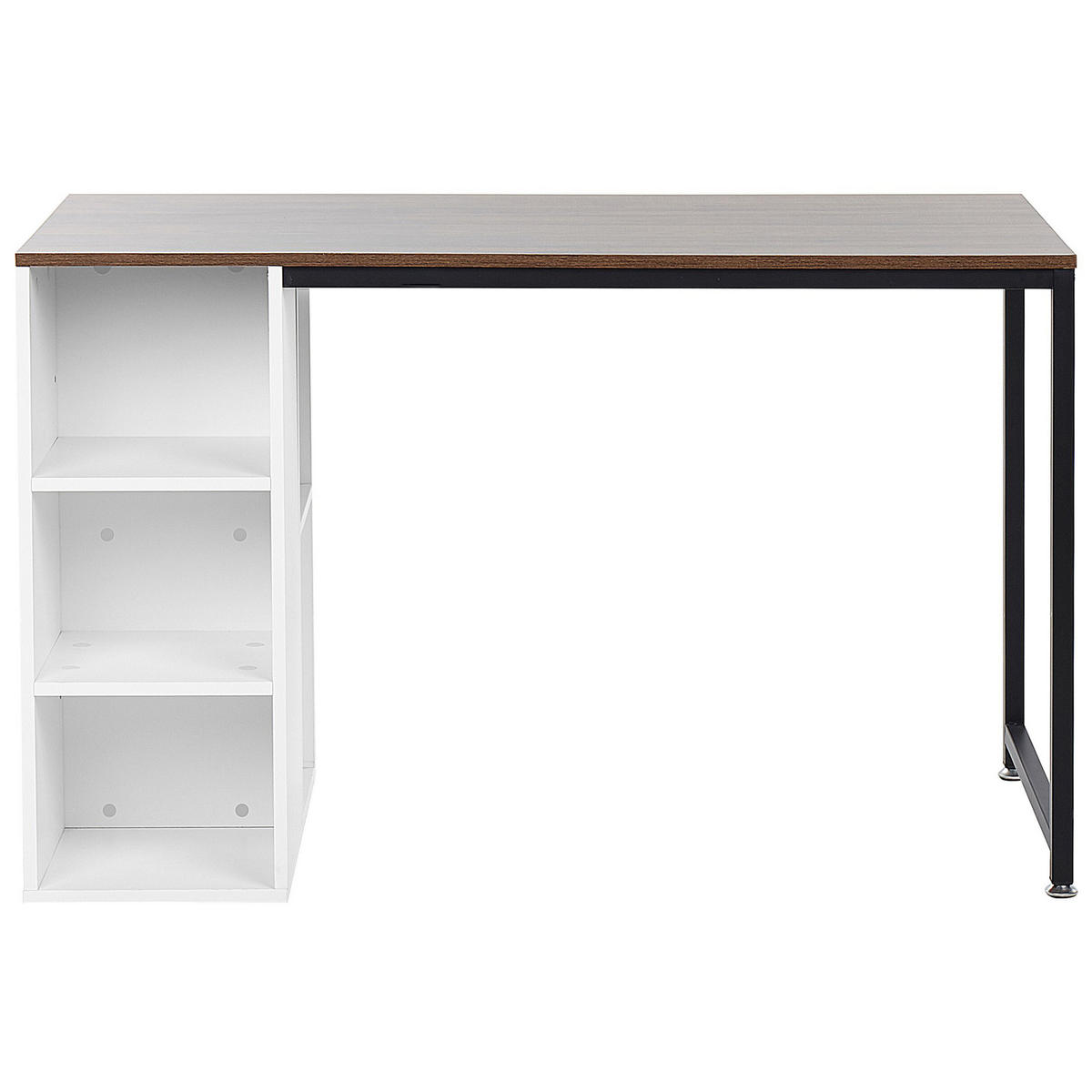 SCHREIBTISCH weiß/dunkler Holzfarbton 120/60/75 cm Dese - Dunkelgrau, Holzwerkstoff (60/120/75cm) - Beliani