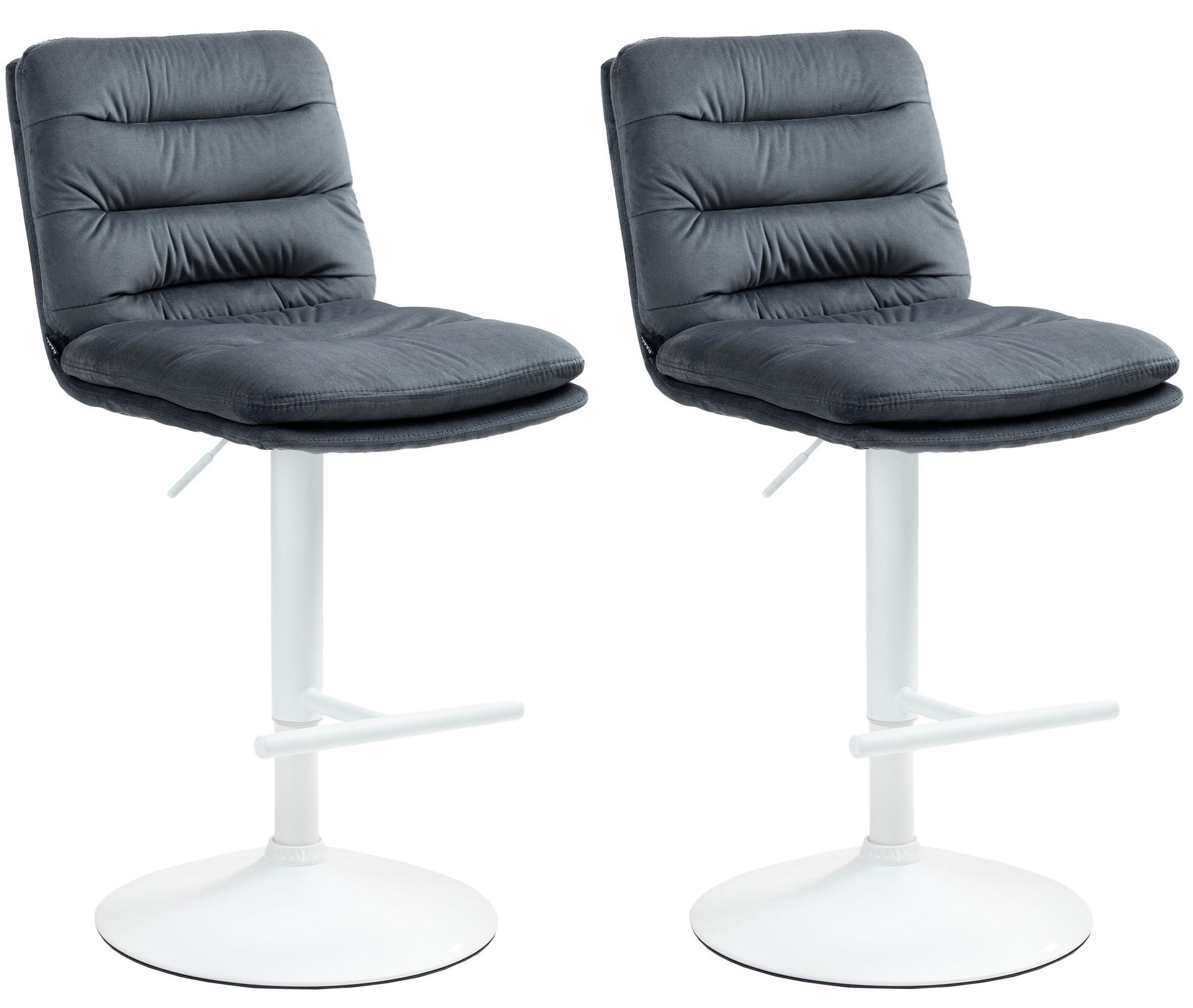 BARHOCKER 2er Set Samt dunkelgrau - Dunkelgrau/Weiß, Textil/Metall (42/94/56cm) - CLP