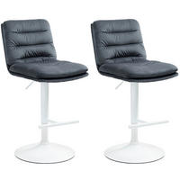 BARHOCKER 2er Set Samt dunkelgrau - Dunkelgrau/Weiß, Textil/Metall (42/94/56cm) - CLP