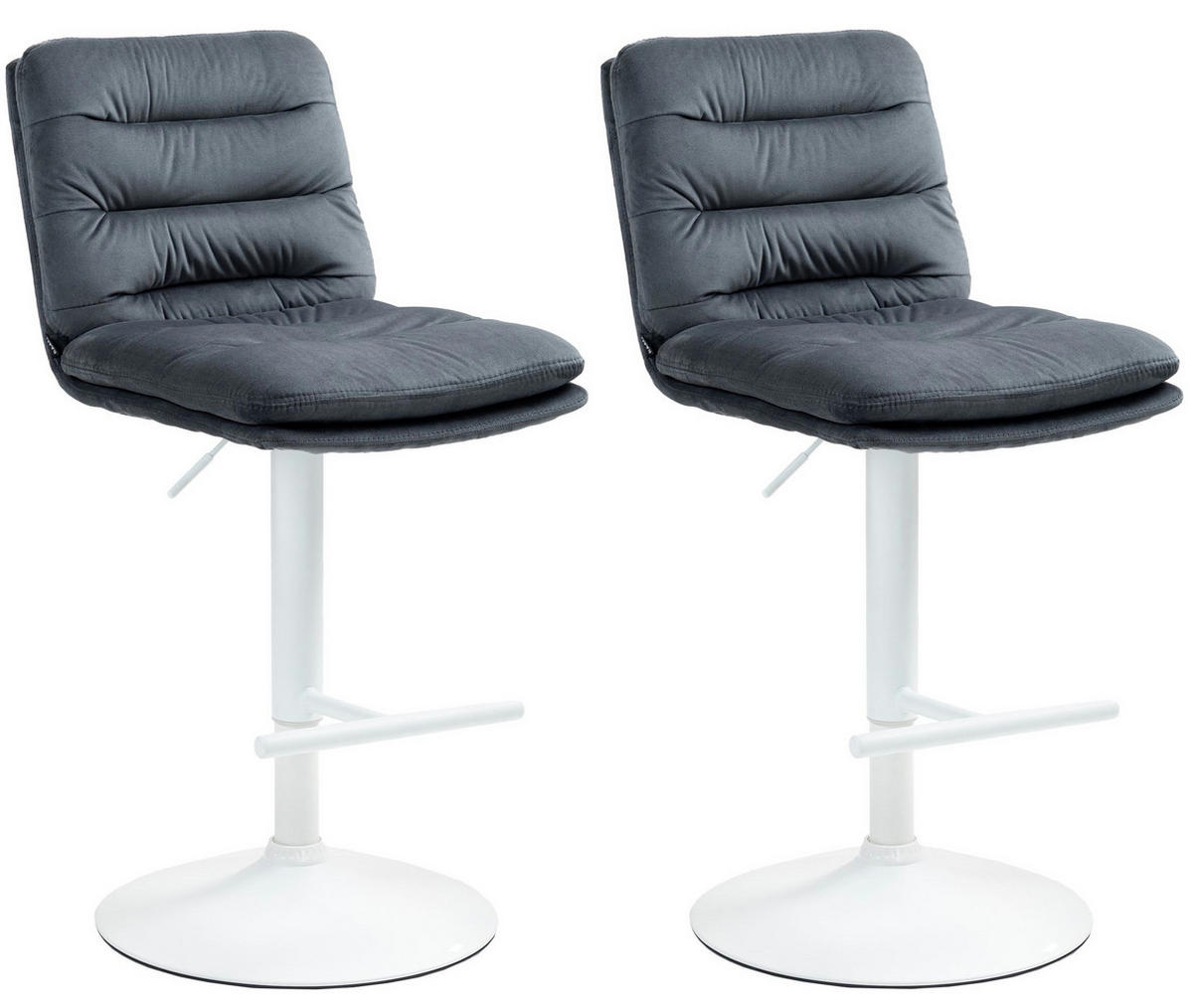 BARHOCKER 2er Set Samt dunkelgrau - Dunkelgrau/Weiß, Textil/Metall (42/94/56cm) - CLP