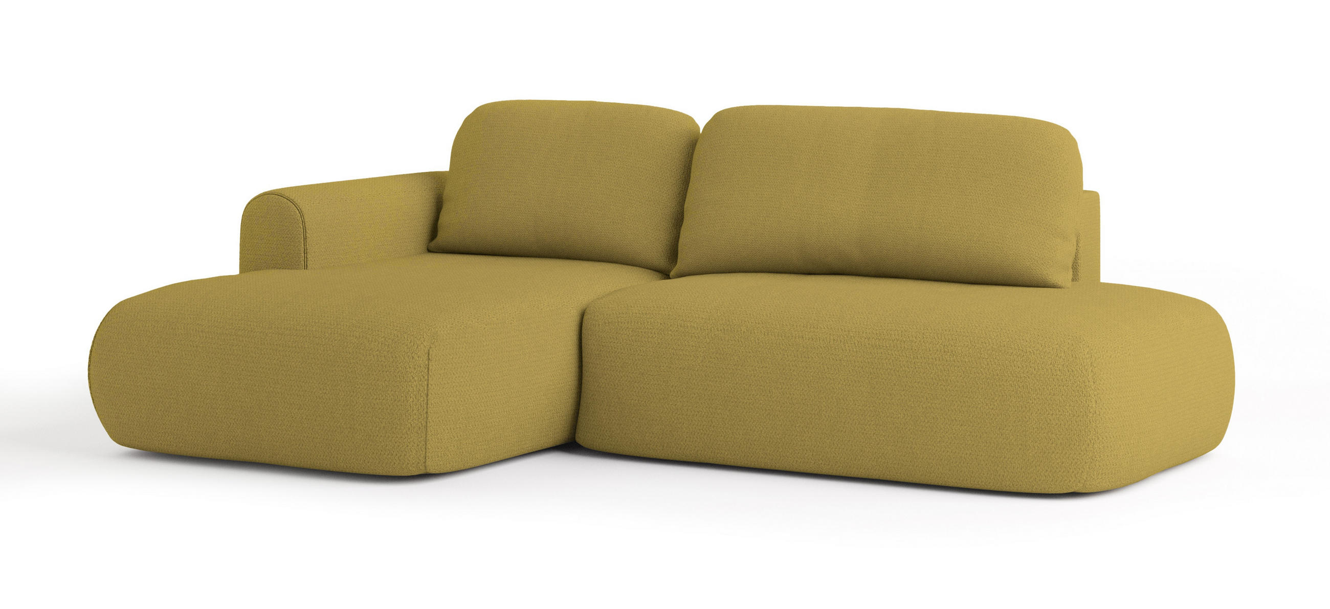 ECKSOFA NUVIRA L-S Gelb Geflochtener Stoff mit Schlaffunktion - Gelb, Holz (279/158cm) - MASSENO