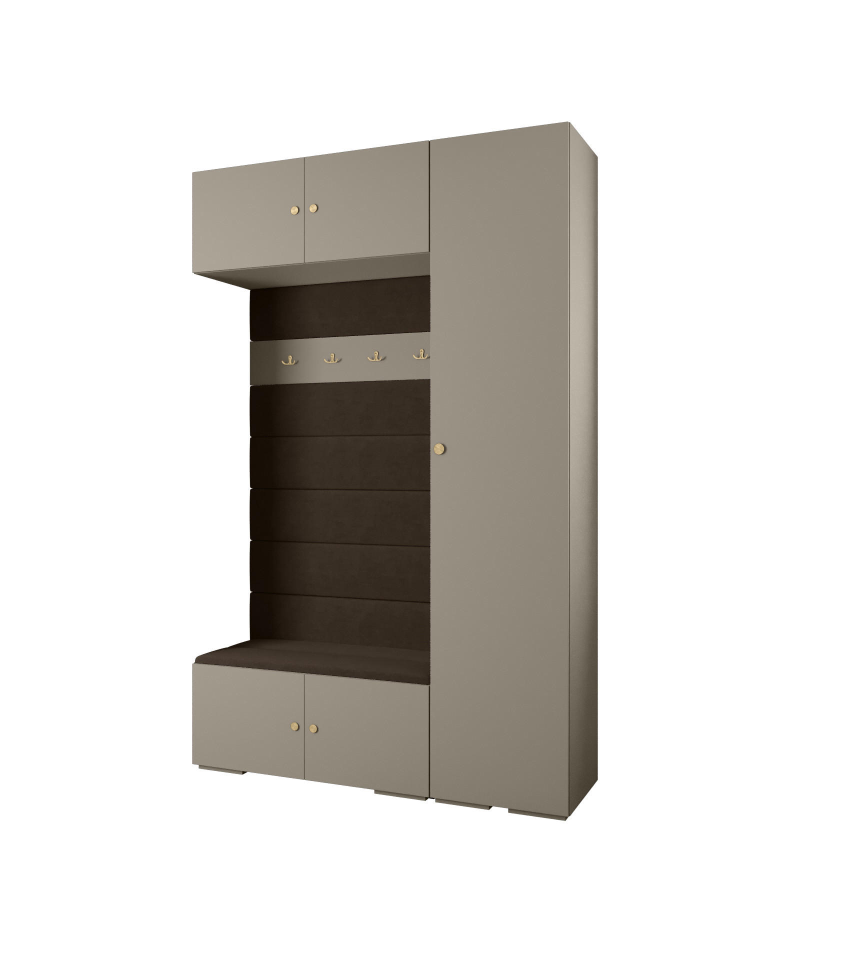 Abiks Möbel Garderoben-Set Kaschmir, Braun, Gold 150x236.7x47 cm