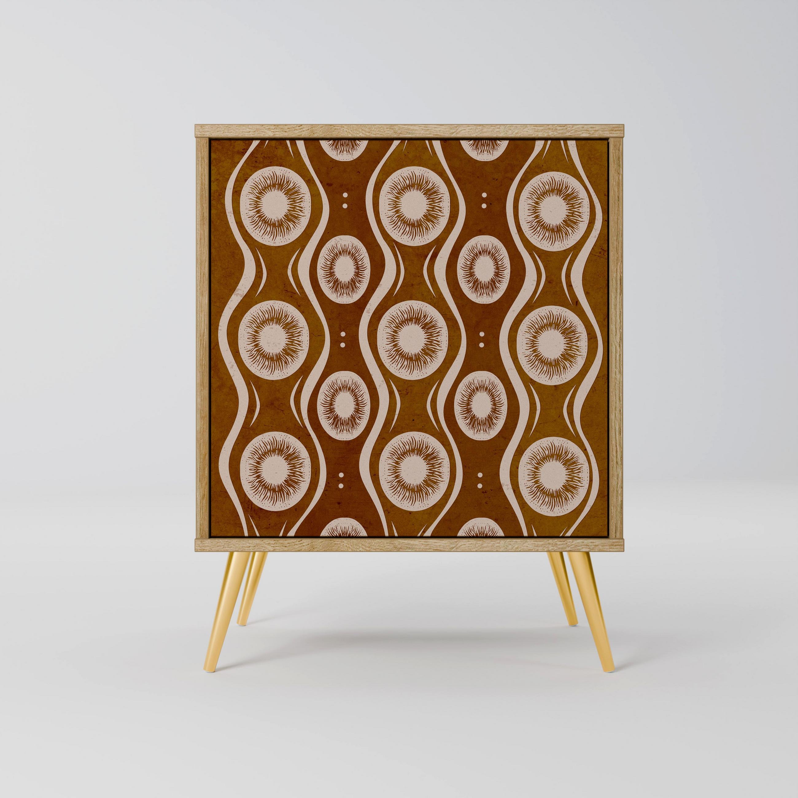 SIDEBOARD BROWN EYES, Eichefarben, 57,5x42x75,5 cm, Goldfarbene Metallfüße - Eichefarben/Goldfarben, Holzwerkstoff/Metall (57.5/75.5/42cm) - SpaceRebels