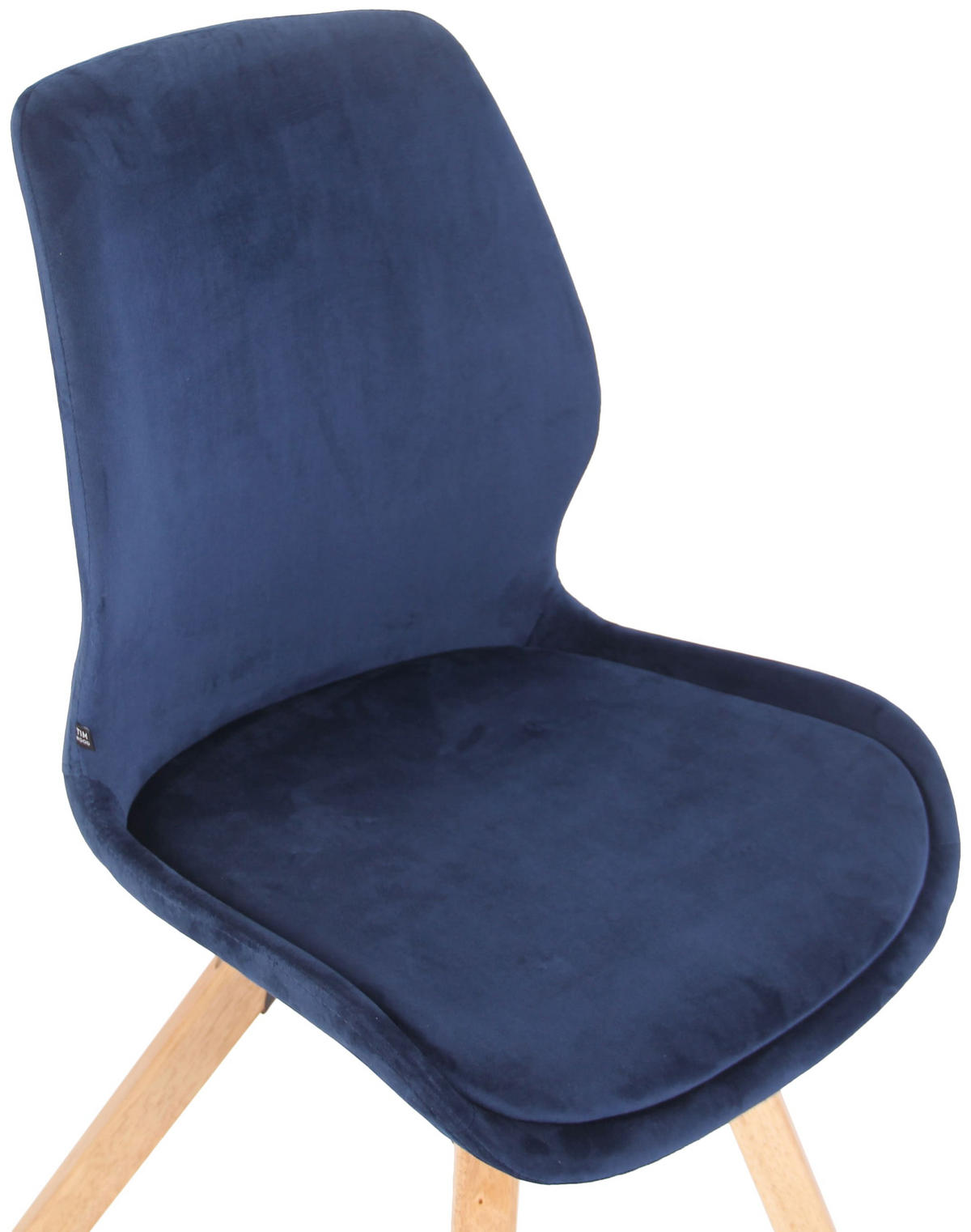 STUHL Samt blau - Blau/Eukalyptusholzfarben, Holz/Textil (49/87.5/58cm) - CLP