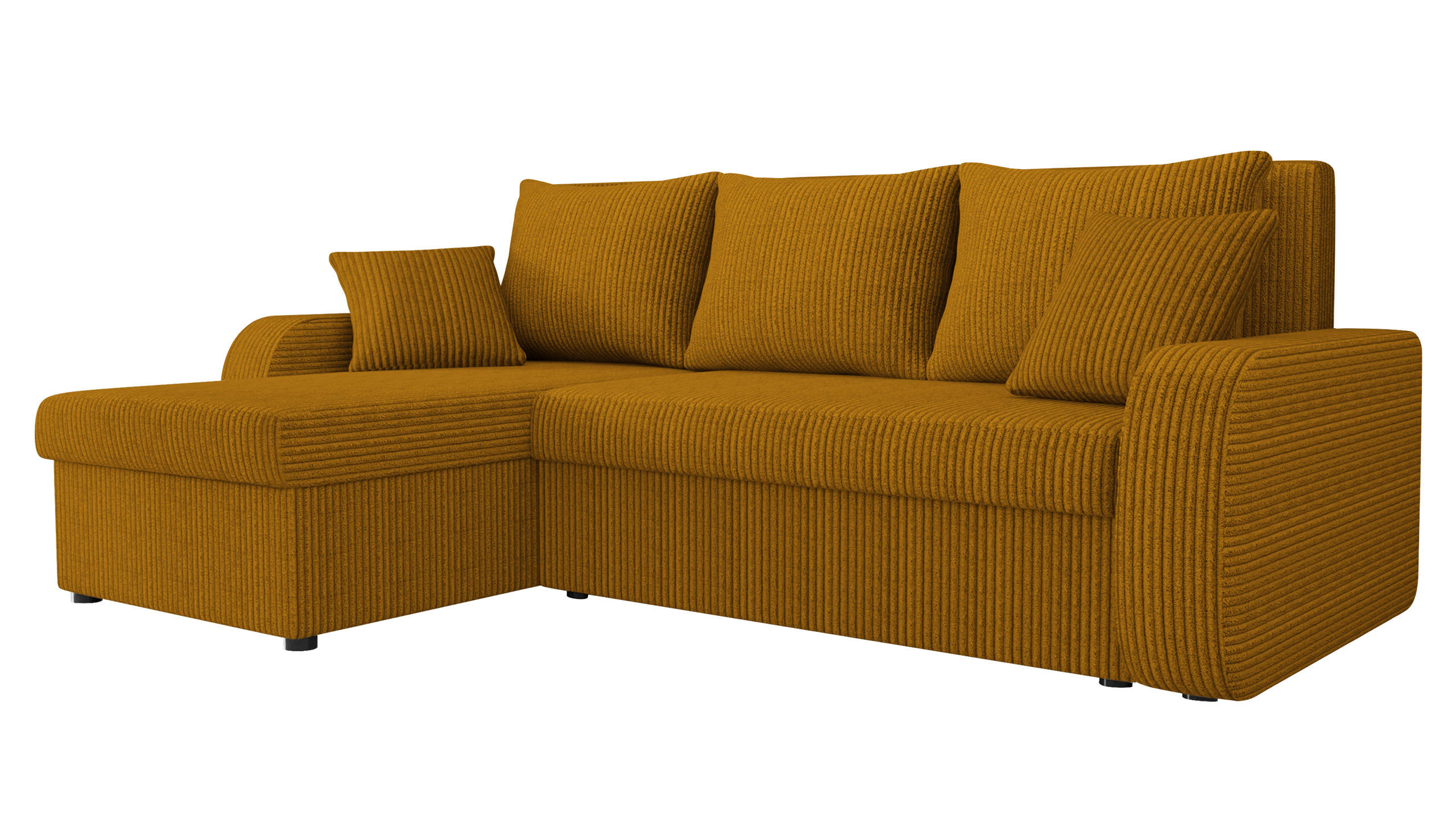 ECKSOFA Kris Cord - Schwarz/Bronzefarben, Holz/Kunststoff (238/147cm) - MIRJAN24