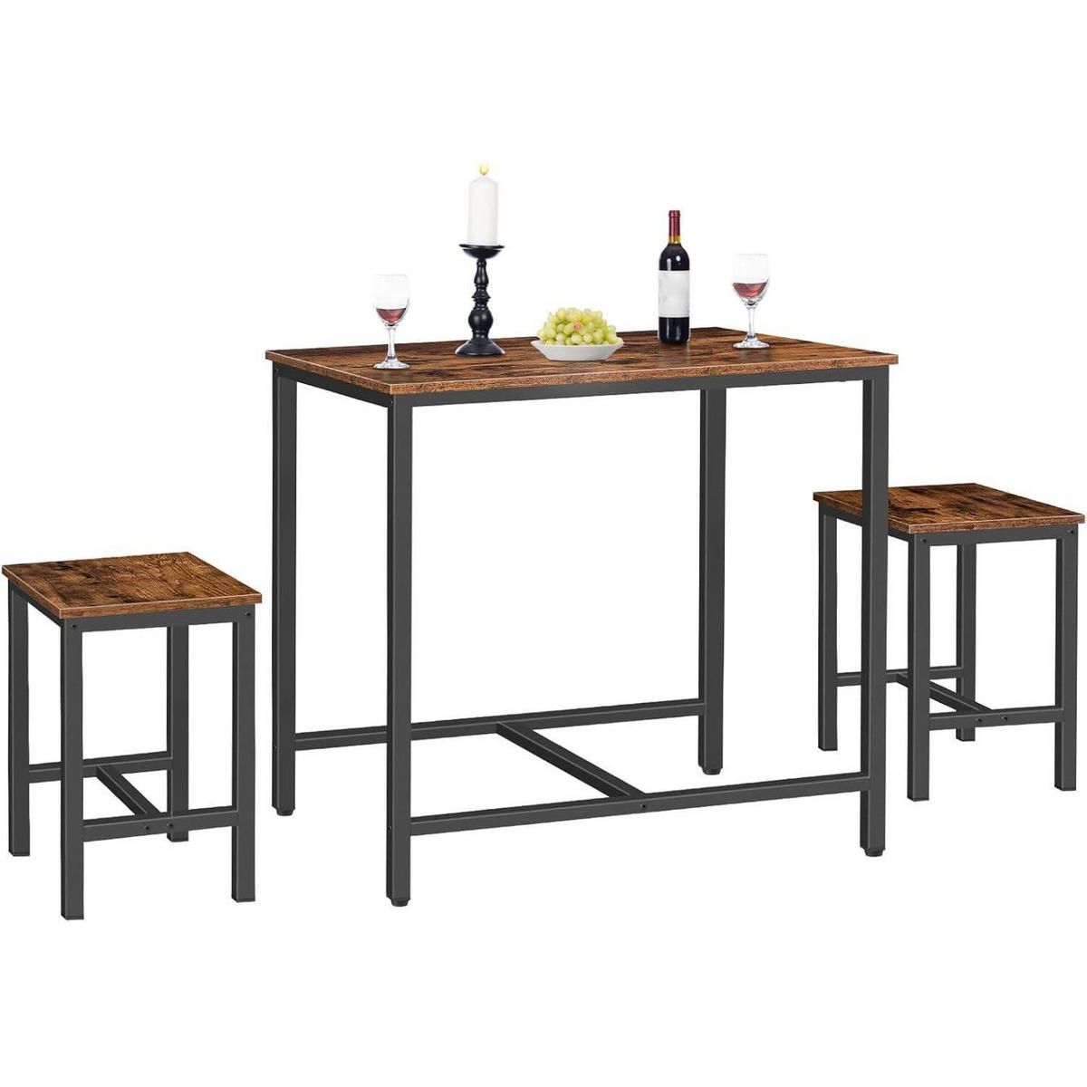BARTISCH-SET mit 2 Hockern Vintagebraun 80 x 60 cm - Braun, Holzwerkstoff (60/75/80cm)